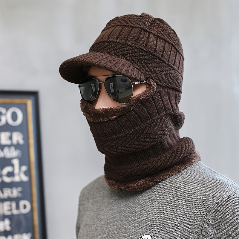Men's Winter Fleece Beanie Scarf Set