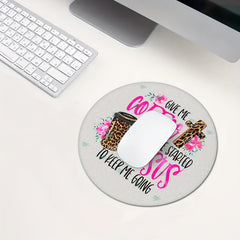 Coffee Pattern Round Mouse Pad 7.87in Non-slip Rubber Game Office Mouse Pad