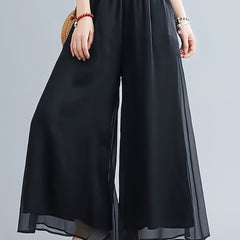  Mesh Overlay Wide Leg Trousers
