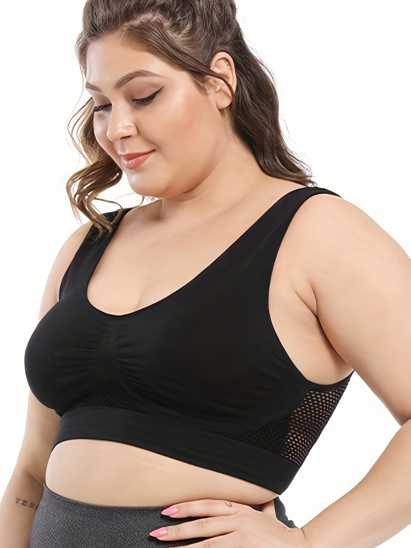 Plus Size Sports Bra Hollow Out High Stretch Fitness Running Tank Bra