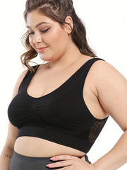 Plus Size Sports Bra Hollow Out High Stretch Fitness Running Tank Bra