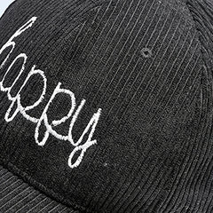 HAPPY Embroidery Corduroy Baseball Cap with Iron Ring