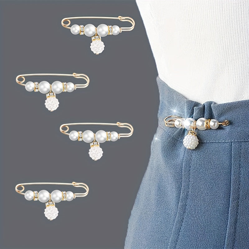 Faux Pearl Pendant Waist Pin Buckle Dress Jeans Pin Collar Buckle