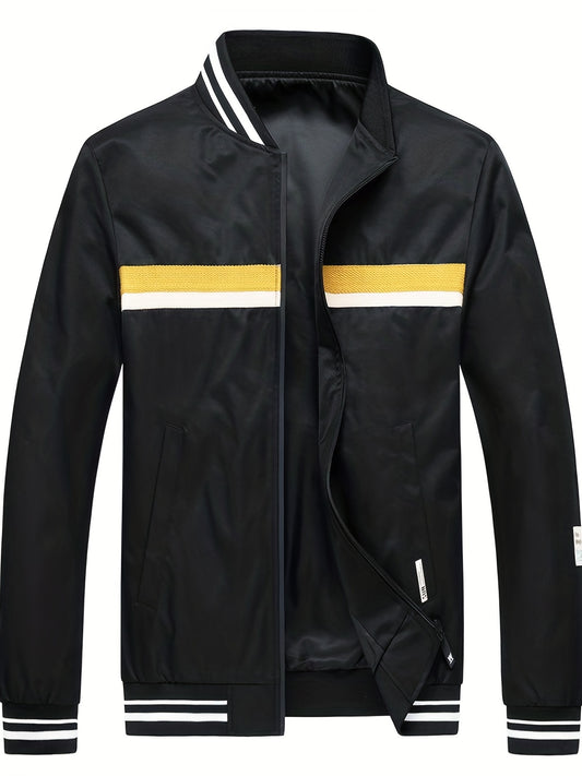 Men's Casual Baseball Collar Zip Up Jacket Coat For Spring Fall