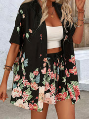 Floral Print Kimono & Shorts Set