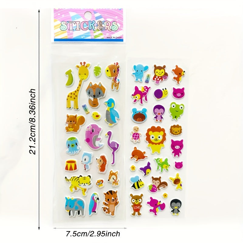 8 Zoo Animal Stickers Lion Deer Owl Monkey Leopard Scrapbooking Decals