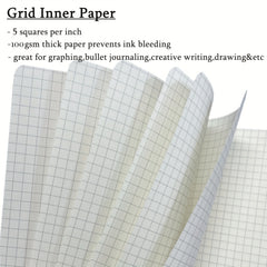 2pcs A5 Graph Paper Spiral Notebook Hard Cover 100 Pages 100g Acid Paper