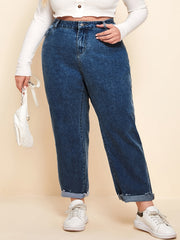  High Waist Straight Leg Cropped Jeans