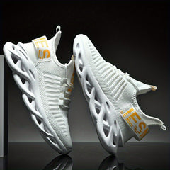 Men's Colorblock Knit Lace Up Casual Shoes Lightweight Non Slip Sneaker
