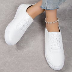 Women's Lace Up Sneakers Low Top Flat Skate Shoes Non Slip Student Shoes