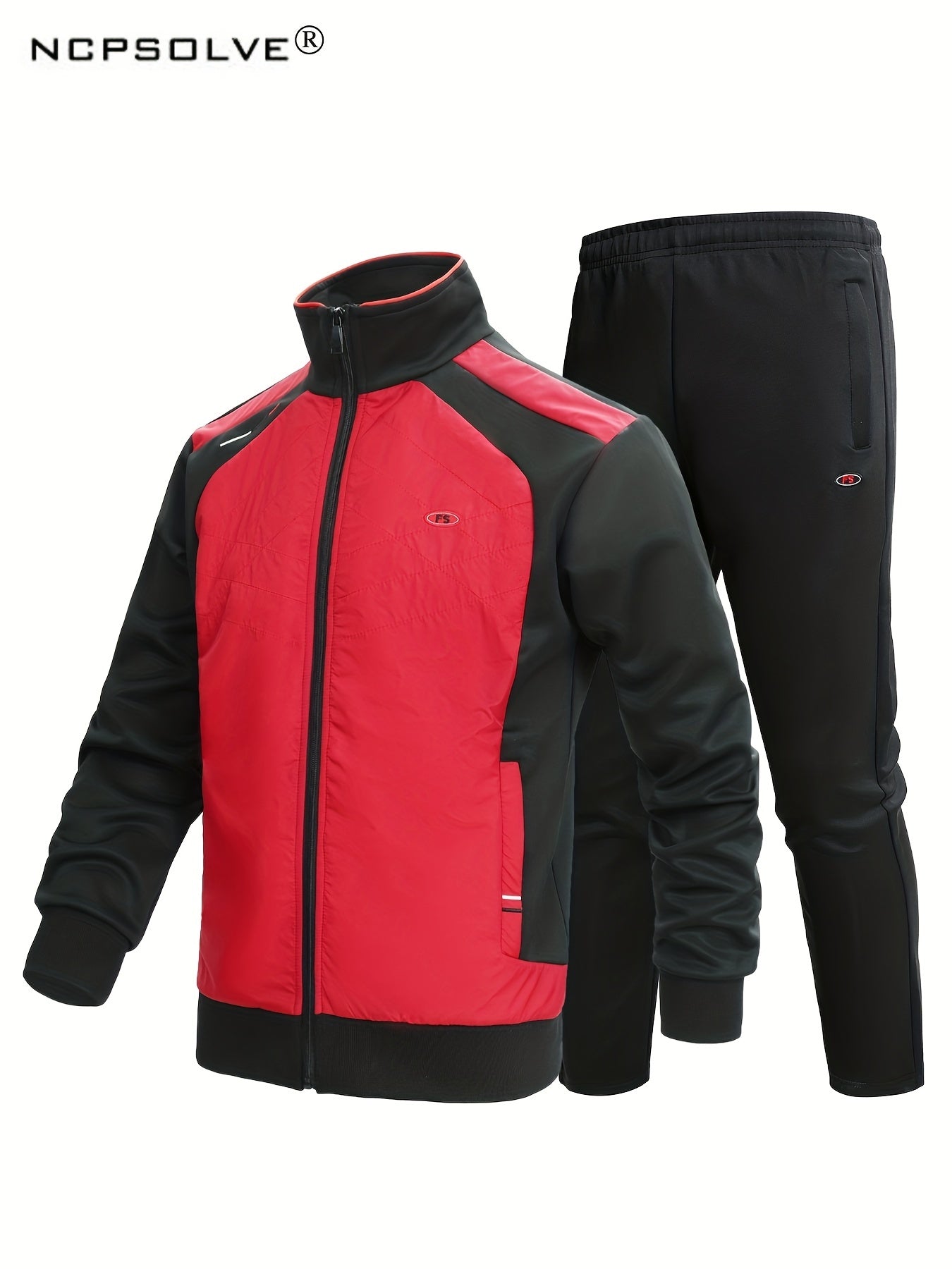 Men's Block Suit Zip Up Jacket & Athletic Pants