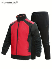Men's Block Suit Zip Up Jacket & Athletic Pants