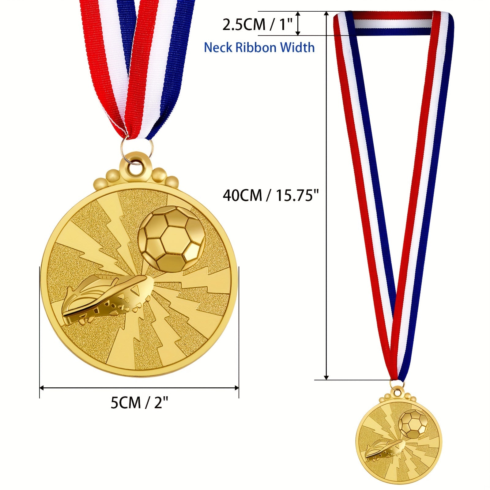 Football Medal Metal Golden Soccer Awards Medals for Competitions Size 5.08 cm