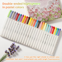 25 Dual Tip Highlighters Fine Chisel Tips Quick Dry Water Based Vibrant Colors