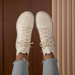 Women's Stretch Sneaker Boots Lace Up Flat High Top Sock Shoes