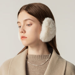 Women's Plush Rabbit Fur Earmuffs Beige