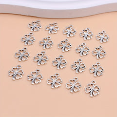 20Pcs Lucky Clover Charms Silver Plated DIY Pendants