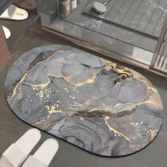 Soft Marble Printed Bath Rug Non Slip Shower Carpet Quick Dry Bath Mat