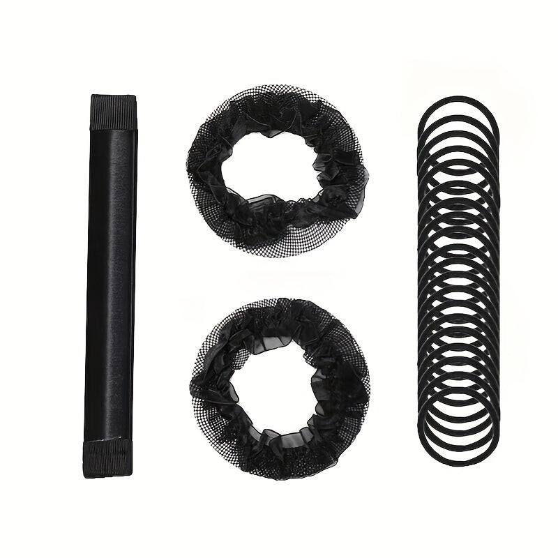 2pcs Elastic Hairnet for Ballet Dance with Hair Ties and Bun Maker