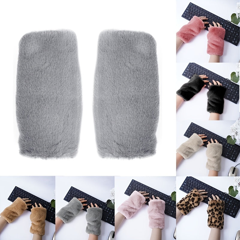 Warm Fuzzy Soft Gloves for Women Fingerless Gloves