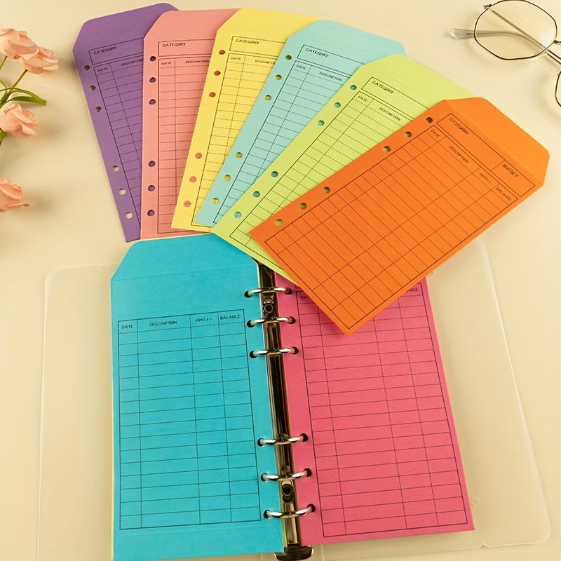 12pcs Budget Envelopes 6 Hole Money Envelopes For Cash Colorful Cash Envelopes