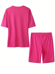  Cross Letter Print Tee & Shorts 2 Piece Set