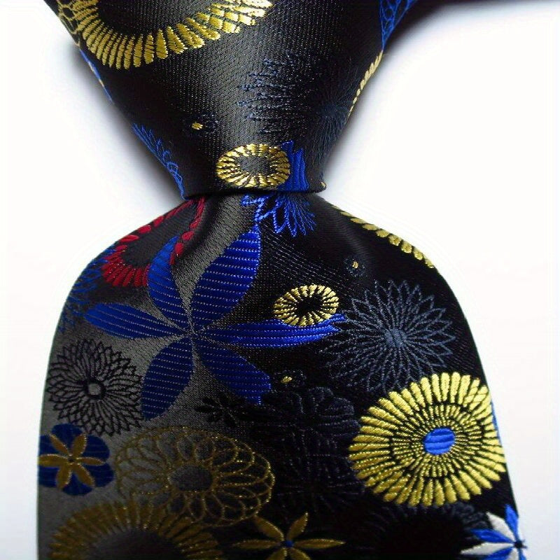 Gold Paisley Men's Necktie Set Woven Jacquard Tie