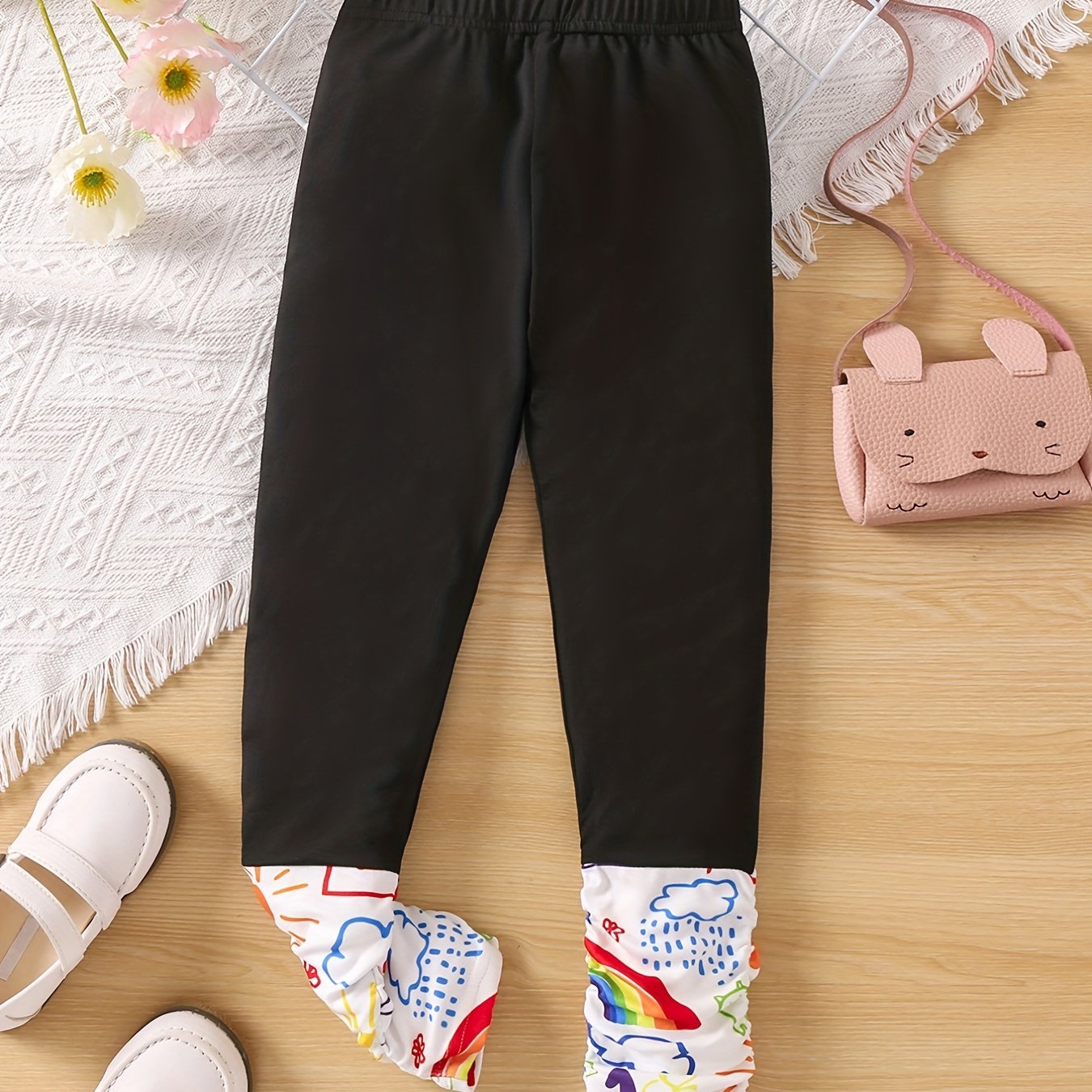 Girls Graffiti Graphic Stretch Leggings Kids Clothes