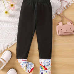 Girls Graffiti Graphic Stretch Leggings Kids Clothes