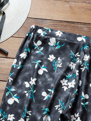  Floral Print Stretch Elastic Pants