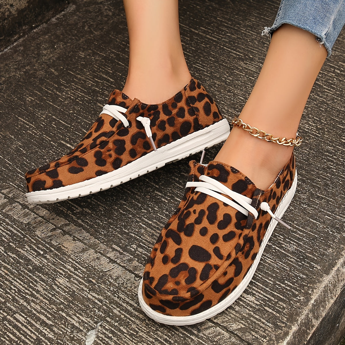 Leopard Print Flat Loafers Casual Stylish Shoes Women's Footwear