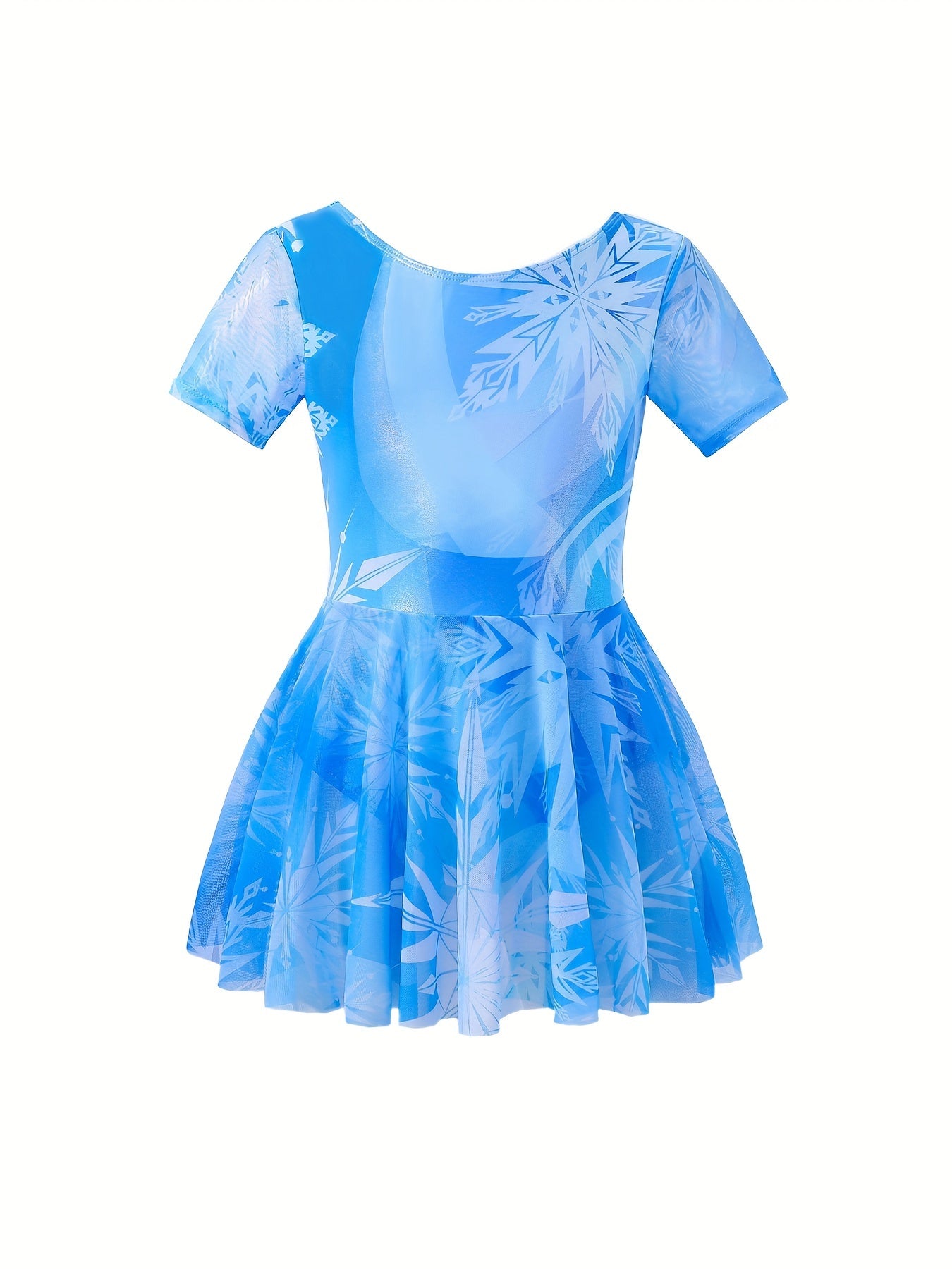 Girls Snowflake Gymnastics Dress with Cross Back