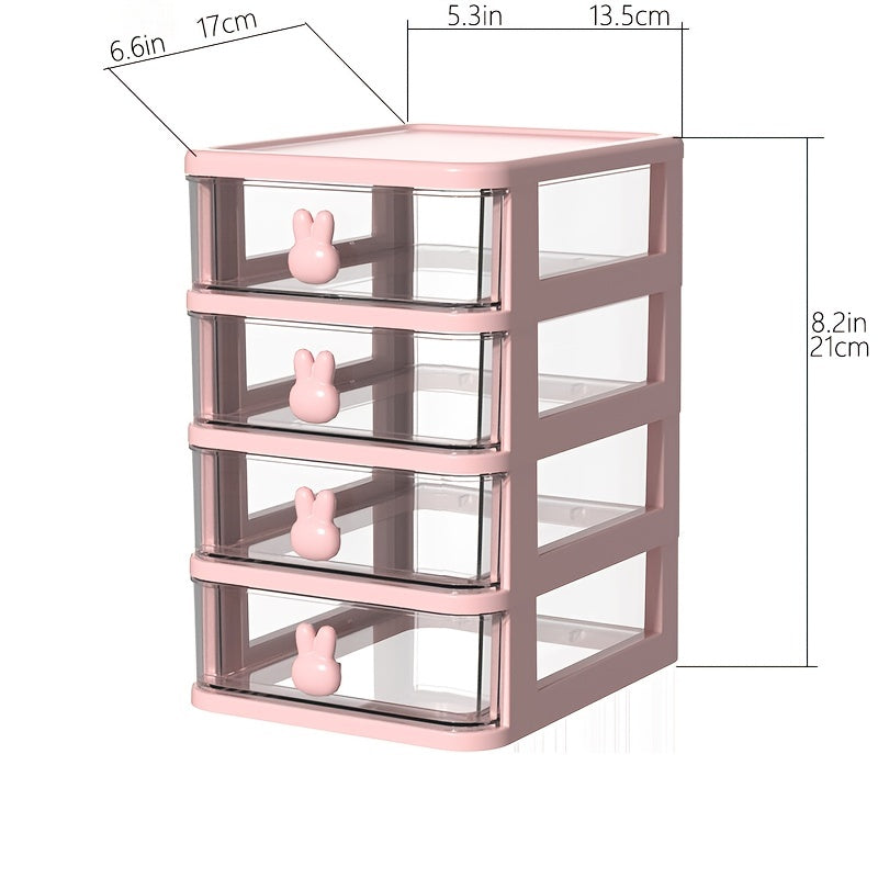 Rabbit Desktop Storage Box Transparent Drawer Desk Mini Storage