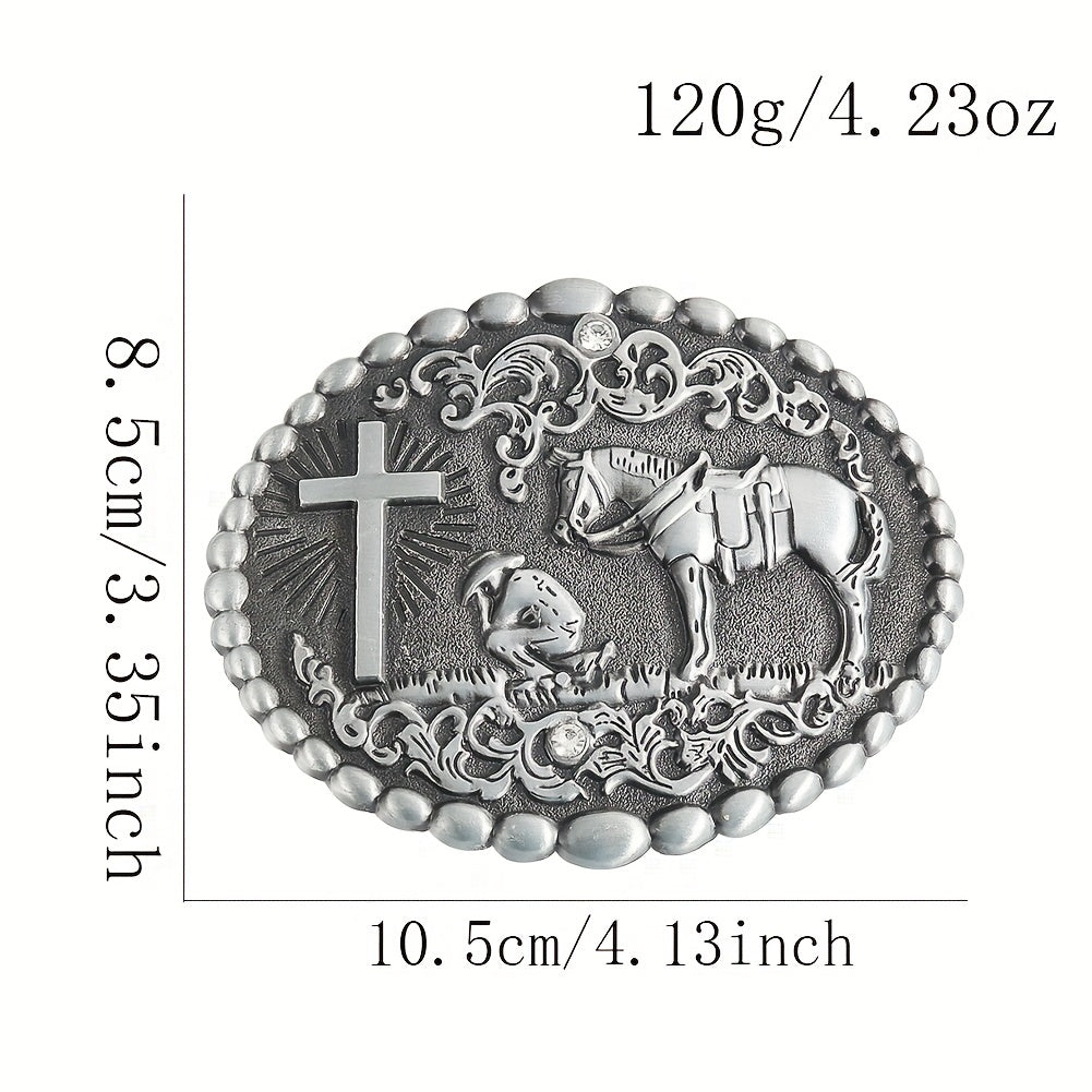 Zinc Oval Embossed Belt Buckle Charm Clasp Hook Jeans Accessory