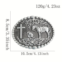 Zinc Oval Embossed Belt Buckle Charm Clasp Hook Jeans Accessory