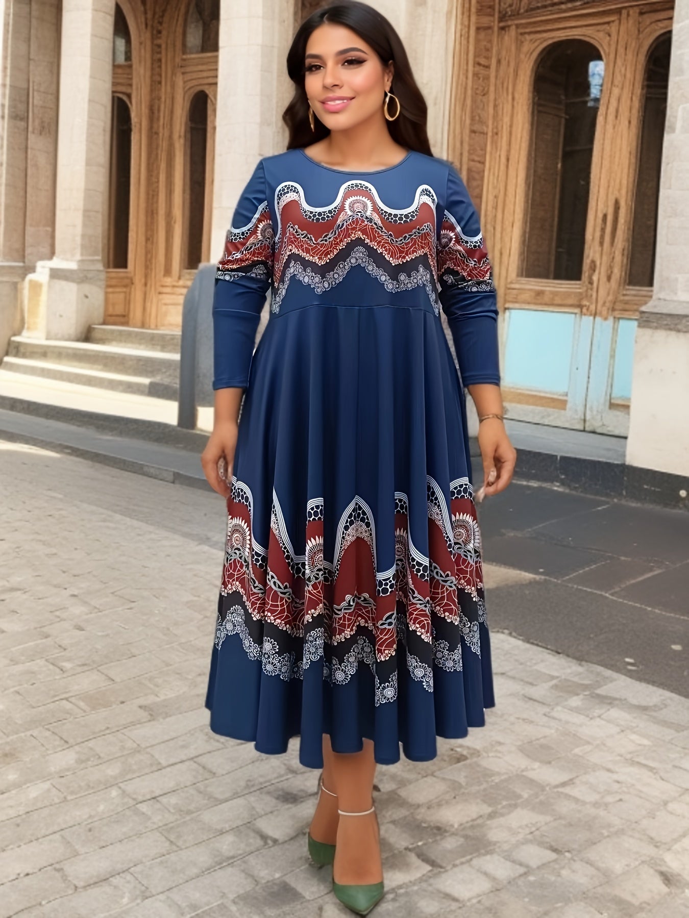 Women's Plus Tribal Print Maxi Dress