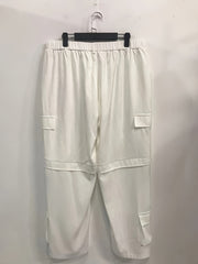  Solid High Rise Wide Leg Cargo Trousers