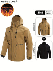 Men's 3-In-1 Outdoor Jacket Hooded Windbreaker