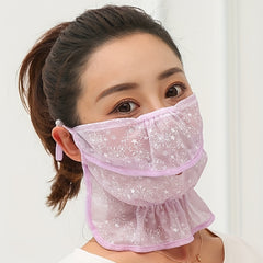 Floral Print Lace Face Covering Thin Neck Gaiter