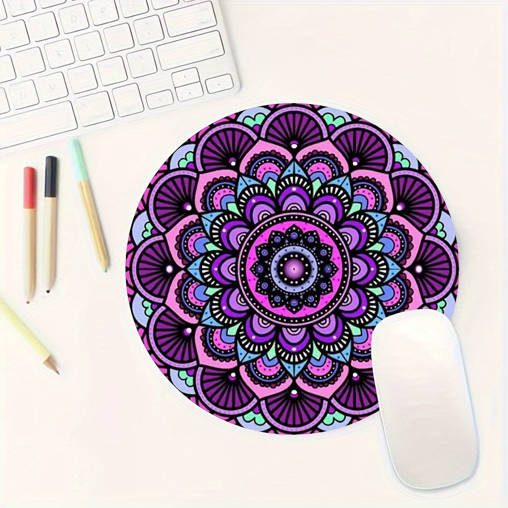 Floral Patterns Mouse Pad Round Non-slip Rubber Mouse Mat