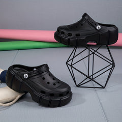 Women's Platform Chunky Clogs Closed Toe Hollow Out Sandals