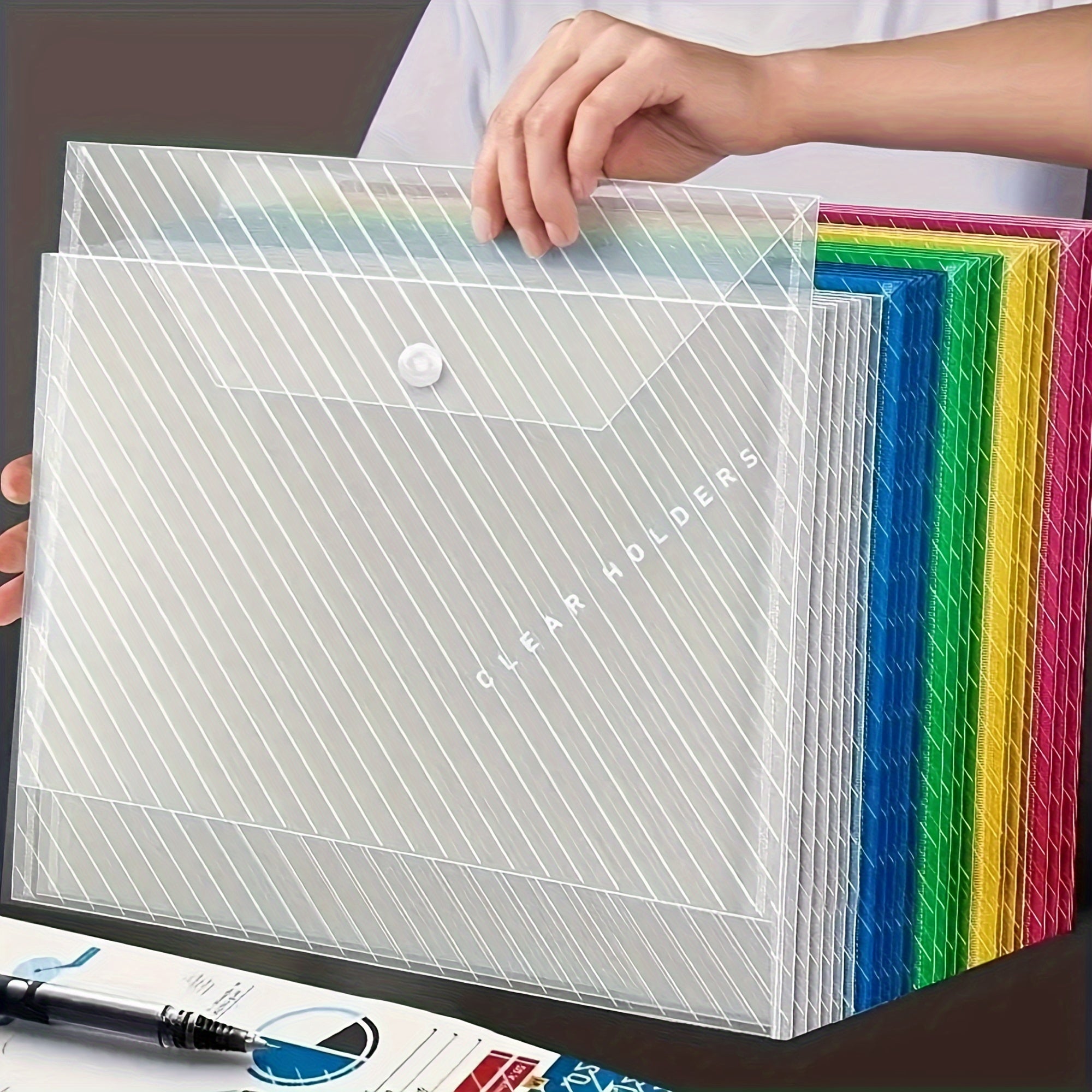 2pcs Waterproof Transparent Document Bag Large Capacity Business Office Supplies
