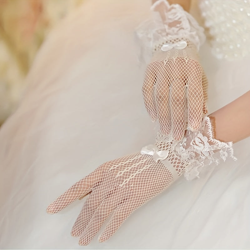 Ultra Thin Lace Gloves Sun Protection Perspective Bride Wedding Gloves