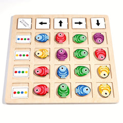 Educational Wooden Fish Puzzle Toy - Learn Directions and Colors
