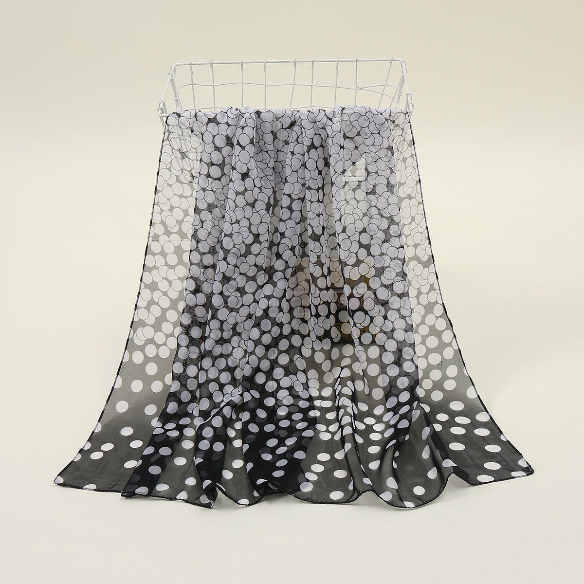 Chiffon Polka Dot Scarf Gradient Head Wrap Sunscreen Shawl