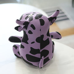 Colorful Cow Plush Toy Soft Polyester Cartoon Animal with Pink Spots
