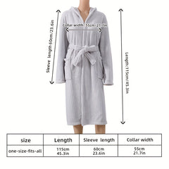 Coral Fleece Bathrobe Vertical Stripe Soft Pajamas