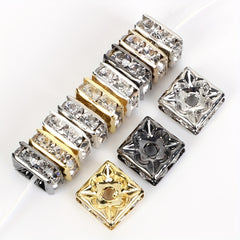 50pcs Mixed Square Rhinestone Crystal Beads for DIY Jewelry Making