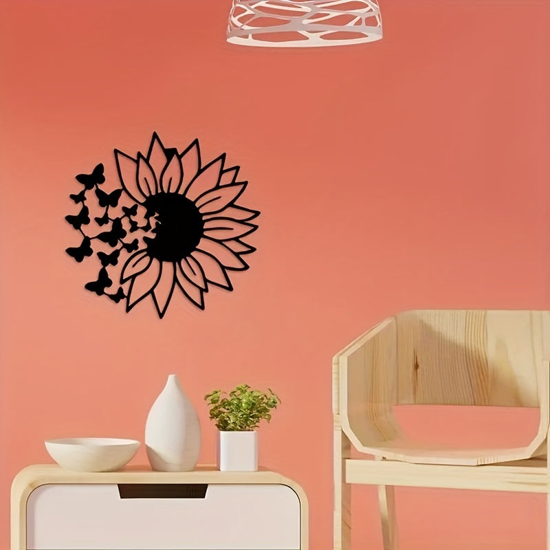 Butterfly Sunflower Metal Wall Decor for Home Modern Art