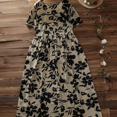  Casual Dress Womens Plus Floral Print Short Sleeve